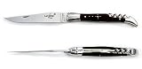 Forge De Laguiole Prestige INOX Horn Noir mit Korkenzieher 12 cm
