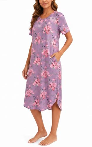 Image of Kabento Womens Short Sleeve Long Nightgowns Sleepwear