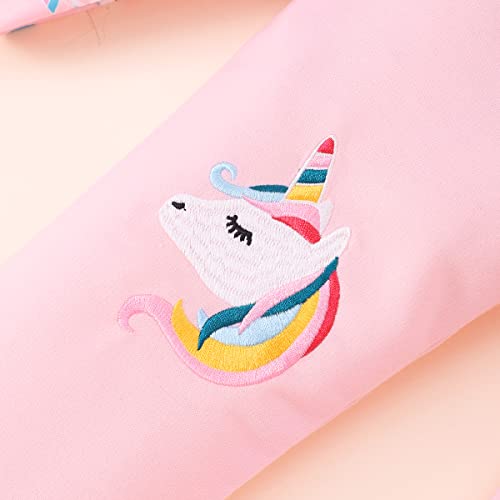 Image of Little Girls 2 Piece Outfits Ruffle Sleeve Unicorn Sweatshirts Top and Leggings Set School Outfits Kids Clothing Set