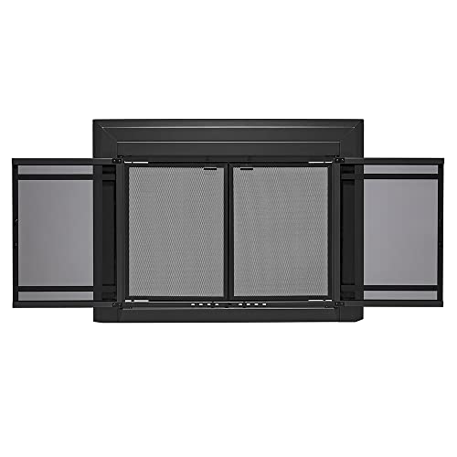 Image of UniFlame Kendall, Cabinet-Style Fireplace Doors, Color: Black, Size: Small
