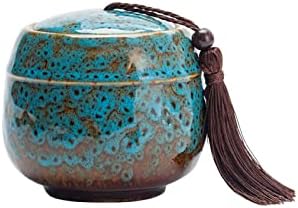 TAFRRYYG Ceramic Tea Jar Vintage Chinese Style Storage Jars,loose tea storage,Ceramic Storage Jars Tea Tins Vintage Chinese Style Canister Jar Traditional Tea Caddy Sealed Lids (blue)
