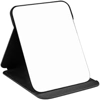 OWLKELA Portable Folding Makeup Mirror, Super HD Compact Travel Mirror, Black PU Leather Frame