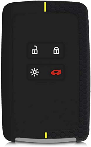 Image of JVCV Soft Silicone Key Cover Compatible with Renault Duster Kiger Triber Smart Key - Stylish Durable Protective (Black)