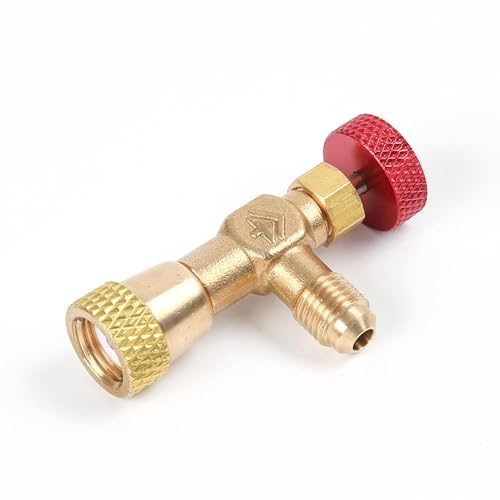 TopHomer Conector de carga de refrigerante rojo HS-1221 R410A y válvula de carga de CA metálica HS-1222, para refrigerante R410A/R32 o R22/R404A/R407c
