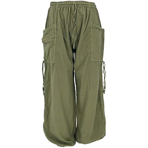 GURU-SHOP - Pantalones de yoga convertibles para hombre, algodón verde oliva Cover