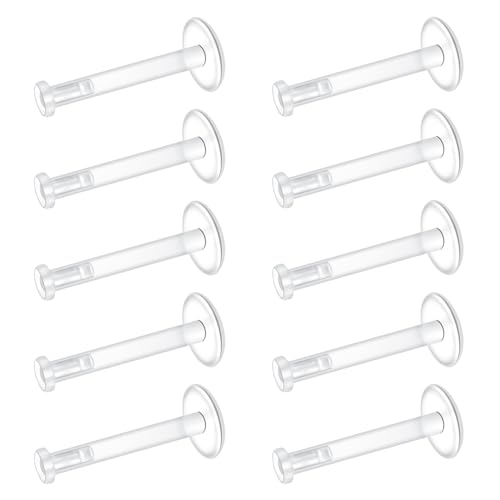 LAURITAMI 10 Pièces 16G Piercing Labret Levre, Piercing Labret Bioflex pour Tragus et Oreilles 10 mm, Ensemble de Barrettes Bioflex de Percing Unisexe
