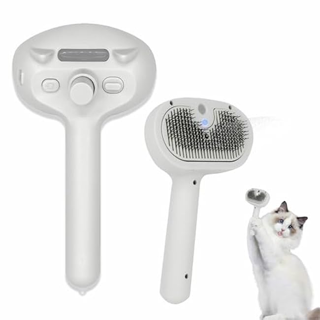 Pet Steam Brush for Dog & Cat, 4 in 1 Pet Spray Hair Removal Comb Rechargeable Steam for Shedding & Grooming Water Brush for Long Short Haired Pets for Removes Loose Hair and Reduces Shedding-p0Fq0HIc