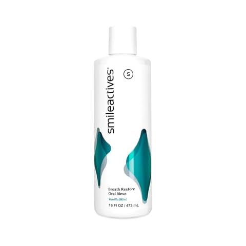 Smileactives Breath Restore Oral Rinse, Adults Mouthwash for Bad Breath and Gum Health, Promotes Oral Care, Healthy Mouth and Long Lasting Fresh Breath, Sugar and Alcohol-Free, Vanilla Mint, 16 fl oz Cover