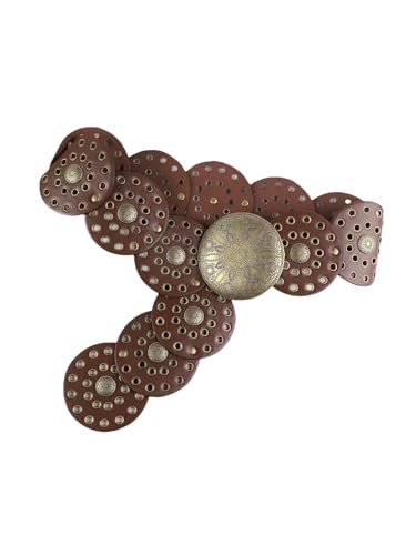 SHENHE Women's Western Belt Faux Leather Metal Grommet Studded Cowgirl Country Wide Disc Belt