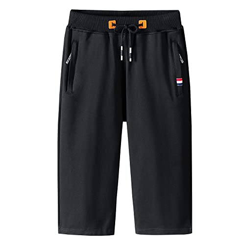 Short de sport 3/4 pour homme décontracté en coton pour entraînement et détente