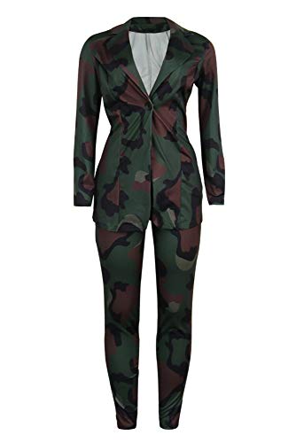 Lucuna Women's Sexy 2 Piece Club Outfits Open Front Blazer + Bodycon Pants Long Stockings Set4