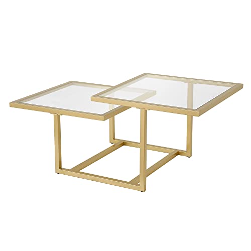 Henn&Hart 43" Wide Square Coffee Table in Brass, Modern coffee tables for living room, studio apartment essentials by Henn&Hart - Image 7