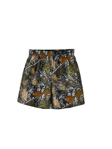 Boy's Camo Shorts Casual Maple Leaf Print Summer Athletic Shorts with Pockets