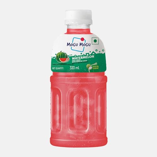Image of Mogu Mogu Watermelon Juice with Nata de Coco Jelly 320ml | Refreshing Tropical Thai-Made Sip & Chew Beverage