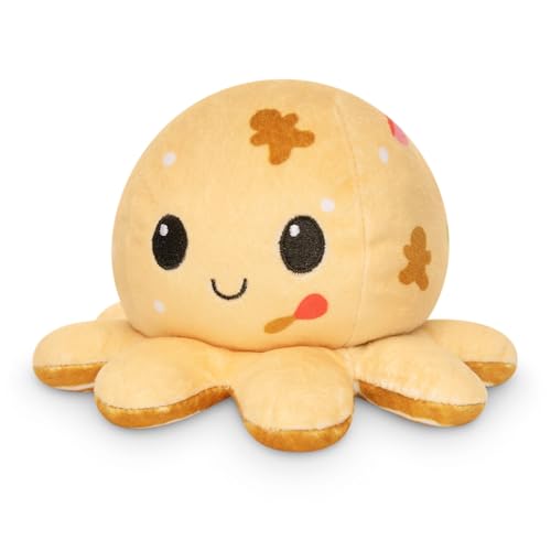Image of TeeTurtle Reversible Octopus Plushie 4-Inch Gingerbread Two-Sided Flip Plush Toy with Embroidered Details - Cute Mini Collectible Plush for Kids, Teens, and Adults
