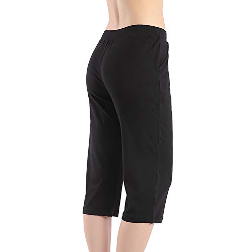 Image of QingWan Womens Shorts with Pockets Elastic Waist Spandex Athletic Short Capri Pants Yoga