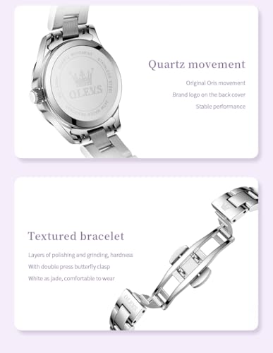 Image of OLEVS Quartz Watch Women Silver Stainless Steel Waterproof Luminous