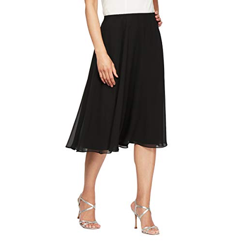 Alex Evenings Women's Plus Size Tea Length Chiffon Skirt, Black, 1X