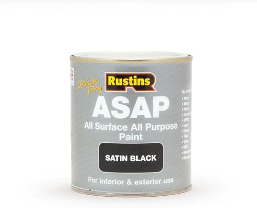 Image of ASA® Rustins ASAP All Surface All Purpose Quick Dry Paint for Exterior & Interior Use Satin Black 500ml
