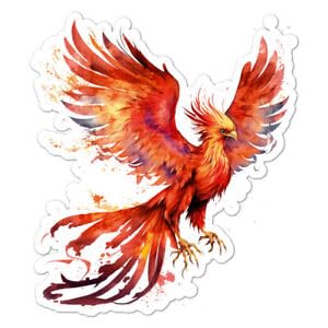 Pack of 4-3 Inch Stickers - Phoenix Flames Bird Vinyl Decal Sticker