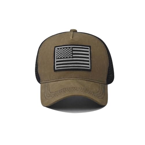 American Flag Trucker Hats, 2 Pieces USA hat for Men and Women - Adjustale Baseball Cap Outdoor Mesh Snap Black and Army Green - Image 4