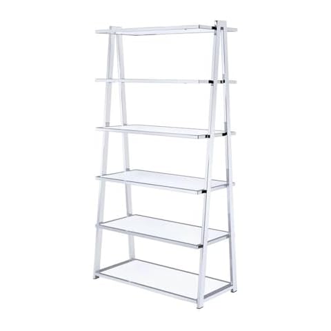 ACME Coleen Bookshelf - White High Gloss & Chrome Cover