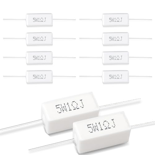 Innfeeltech 10 Pcs 5W 5% Tolerancia 1 ohm Resistor de cemento cerámico para el proyecto de bricolaje y los experimentos