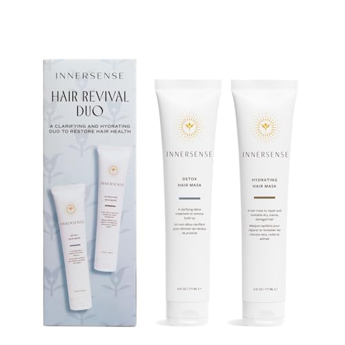 INNERSENSE Organic Beauty - Hair Revival Duo Holiday Set | Detox Hair Mask, Hydrate Hair Mask | Non-Toxic, Cruelty-Free, Clean Haircare (2 piece set)