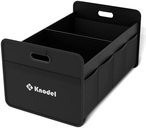 K KNODEL Auto Kofferraum Organizer, Kofferraum (Klein, Schwarz) | Kofferraum Organizer, klappbarer Kofferraum-Speicher, Automobilkonsolen und Organizer