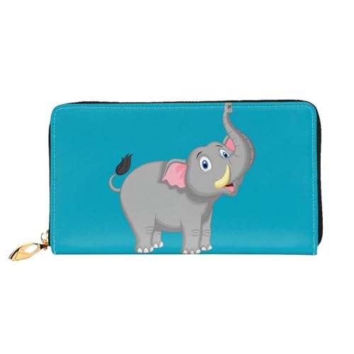 Portefeuille en cuir imprimé éléphant pour femme finitions haut de gamme