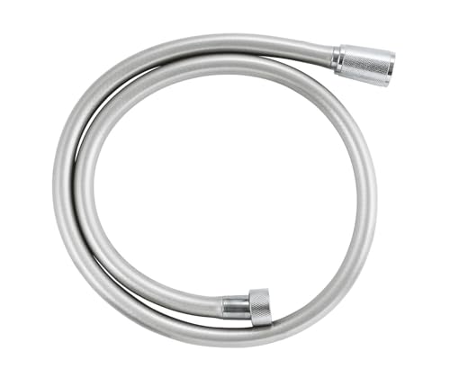 GROHE VitalioFlex Silver Long-Life TwistStop - Shower Hose 1 m (Tensile Strength 50 kg, Pressure Resistance Up to 12 Bar, Heat Resistance 75°C, Universal Connection G 1/2'' x 1/2''), Chrome, 22111000