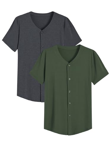 Image of Latuza Men's Bamboo Viscose Button Down Pajama Shirt 2 Pack
