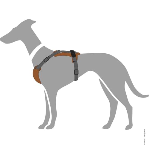 HUNTER Hundegeschirr AALBORG MIXED, Farbe: cognac/grau, Rindsleder/Nylon, 5-fach verstellbar, leicht, mit Kunststoffschnallen, Made in Germany, Größe: M