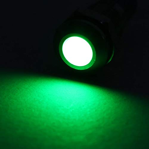 uxcell Luz Indicadora LED Verde 8mm 12-24V Panel miniatura 4