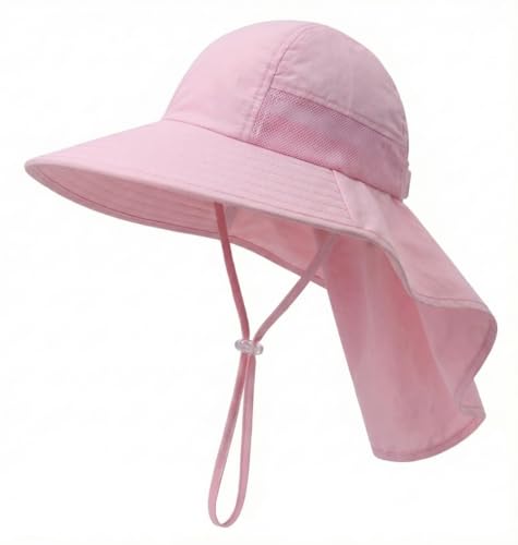 Image of icolor Kids Sun Hat UPF50+ Sun Protection Bucket Hat Toddler Summer Beach Play Hats with Neck Flap for Girl Boy Ages 3~10
