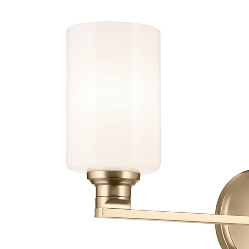 Image of Kichler Gioe 24.25 inch 3-Light Bathroom Vanity Light Fixture with Opal Glass in Champagne Bronze, Damp Rated for Bathroom, Powder Room, Over Mirror (24.25 inch W x 10.5 inch H), 55226CPZ
