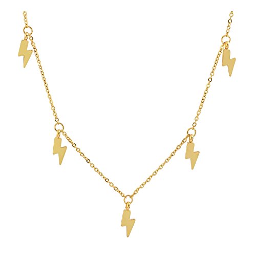 Edforce 18k Gold Plated Lightning Bolt Pendant Necklace, 15