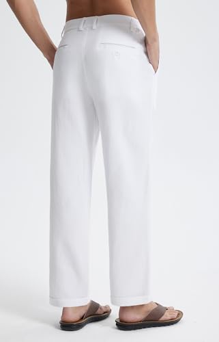 Libin Men's Linen Pants Elastic Waist Lightweight Casual Pants Comfy Summer Beach Travel Lounge Trousers with Pockets2