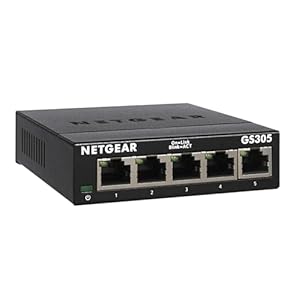 NETGEAR 5-Port Gigabit Ethernet Unmanaged Essentials Switch (GS305) – Home Network Hub, Office Ethernet Splitter, Plug-and-Play, Silent Operation, Desktop or Wall Mount