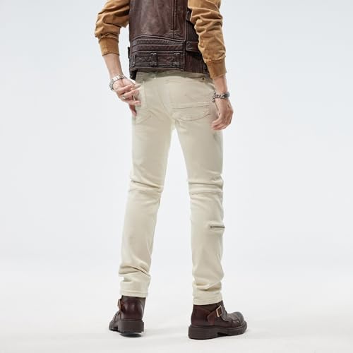 Jeans Pants Trouser Denim Motorcycle Men's Spring and Autumn Street Slimming Trendy Splicing Long Men4