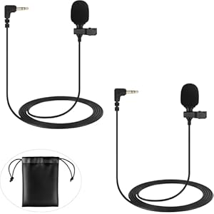 2-Pack Lavalier Microphone Compatible with DJI MIC 2, RODE Wireless Go ll, 3.5mm TRS Clip-on Lapel Mic for Mic Transmitters, Clear Voice & Mini Size, Ideal for Streaming, Vlog, Interview and More