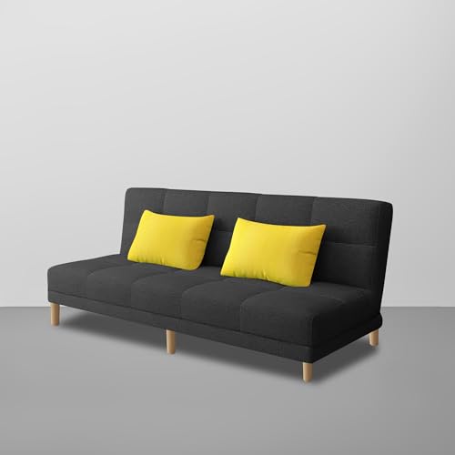 Image of Casaliving Broden 3 Seater Sofa Cum Bed for Living Room (Black Fabric) Premium Fabric Sofa