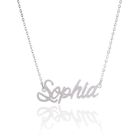 AOLO Stainless Steel Sophia Name Necklace Nameplate Jewelry for Womens Cover
