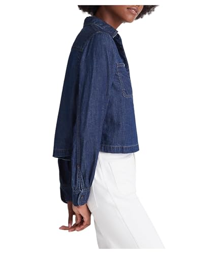 Madewell Women's Long Sculptural Sleeve Top in Rinse Wash2