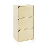 Furinno 11206SBE Pasir 3 Tier Bookcase with Door with out Handle, Steam Beech