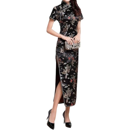 Robe pull femme cheongsam chinois qipao traditionnel long brodé - 2