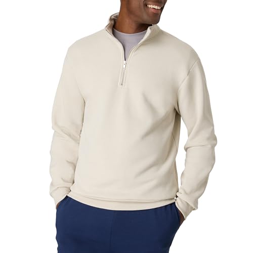 Hanes Men's Quarter-Zip Pullover, EcoSmart Fleece Pullover Shirt for Men, Cotton Blend