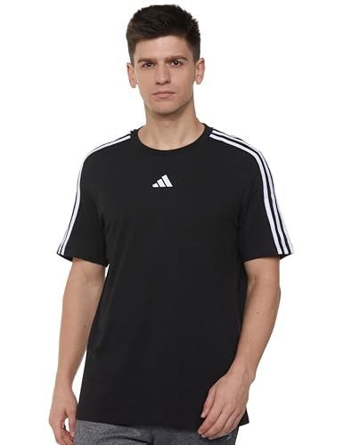 Image of adidas Men Cotton Striped Regular Fit T-Shirt