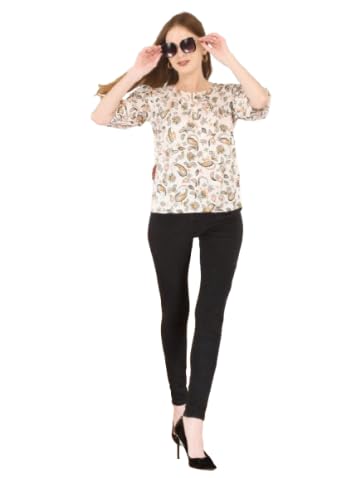 Women's Soft Rayon Printed Top – Off White Paisley | Lightweight & Breathable Casual Top | Relaxed Fit Stylish Tunic for Women | Comfortable Office, Travel & Casual Outfit-image-40