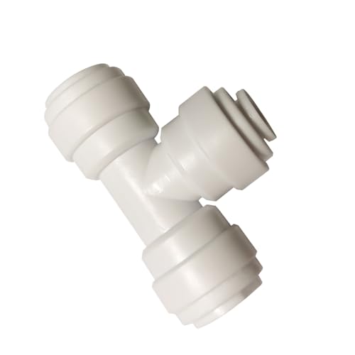 YZMSZ 5/16 to 1/4 to 5/16 inch O.D. Reducing Tee Union Quick Connector Push-In Tube Fitting, Push to Connect part for Reverse Osmosis Water Filter Purifier (Pack of 10)